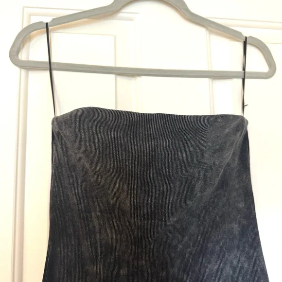 H&M Ribbed Bandeau Tube Midi Dress. Back slit. Charcoal gray black. Size M. - Picture 5 of 7